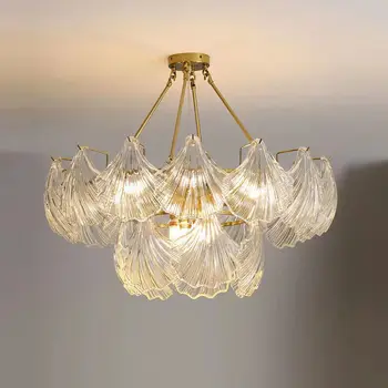 Модерен Минималистичен Светлина Луксозна Led Полилей от арт Стъкло За хола, Вила хотел, Декоративна лампа от Галванична мед