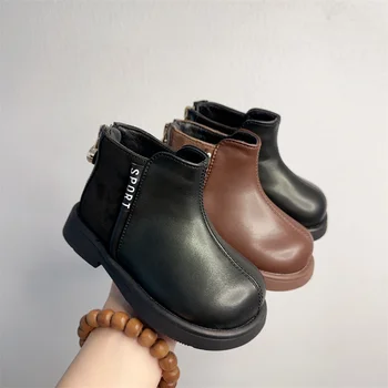 Детски обувки, есенни и зимни обувки за момичета, прости, универсални къси ботуши за корейски момчета, детски обувки подметка 0-1-3 години