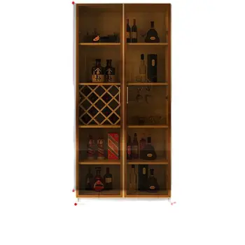 Модерен минималистичен лесен луксозни домакински стъклен шкаф с две врати без подсветка, бяла многофункционален малък вино багажник