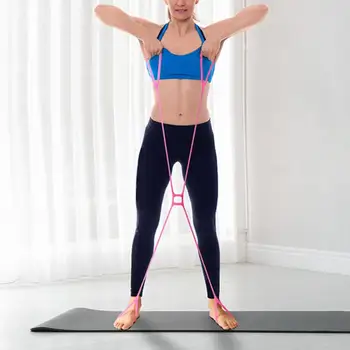 Кремена лента с четирите кръга, нескользящая дръжка за носене, еластична лента с 8-фигурен съпротива от ТПЭ за практикуване на йога, пилатес, за ръце за жени