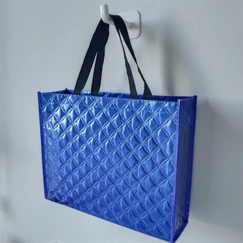 Търговия на едро с 500 бр./лот, ватирани метални тъкани торби с диаманти, ин Витро-за многократна употреба ламиниран ПП блестящи тъкани торбички за пазаруване, лого