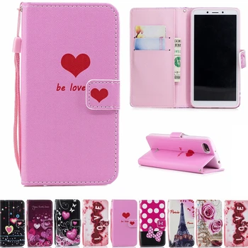 Луксозен кожен флип калъф за xiaomi Redmi 6A, чанти-портфейли, флип-цвете, мека силиконова вътрешна корица, цветна кула, сладък калъф за мобилен телефон с котка
