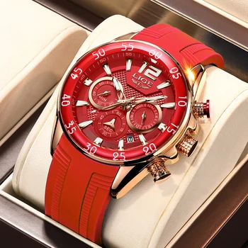 Висок клас марка LIGE, луксозни кварцов мъжки часовник, модерен бизнес силиконови ежедневни спортни часовници за мъже, водоустойчиви Светещи часовници, ръчни часовници