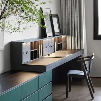 Лесен Луксозен бюро в минималистичен стил, Тоалетка за спалня, шкаф за съхранение, Вграден скрин, модерен Разтегателен Компютърна маса