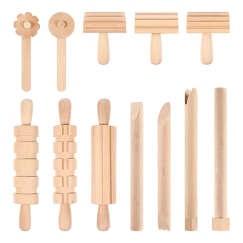 Практичен набор от инструменти за скулптура от глина, комплект дървени корниз инструменти за бебета, малки деца