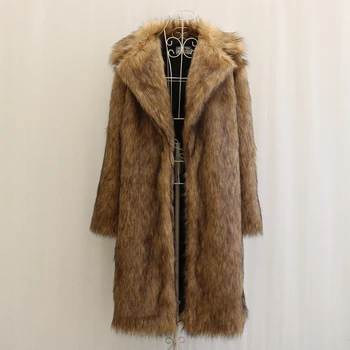 Мъжко палто, нова ежедневни дълго палто от лисьего кожа зимата е топла голям размер