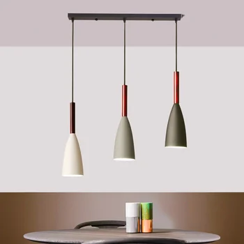 Модерните висящи лампи led E27 над маса за хранене, Кухненски остров, скандинавски минималистичен извънбордов светильником за хола.