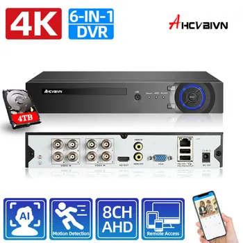 Ultra HD AHD DVR 4K 8CH ВИДЕОНАБЛЮДЕНИЕ Recorder Поддържа 8MP 5-МЕГАПИКСЕЛОВА IP камера с откриване на лица P2P Облачное Видеонаблюдение DVR Рекордер