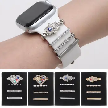 За каишка за Apple Watch, Бижута с диаманти, Метални Медальони, Декоративни пръстен, Креативна Брошка, Умни часовници, Силиконов каучук, Аксесоари