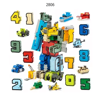 Деформационные роботи-блоковете 10 в 1, Креативна монтаж, Обучение фигурка, Трансформированная: Числова модел робот-играчка за деца, подаръци
