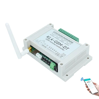 Контролер за достъп с дистанционно захранване/выключением GSM на DIN-шина с 4-канальным релейным изход KL4-GSM за управление със сензор за температурата
