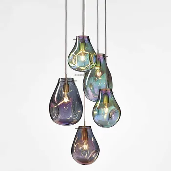 Висящи лампи Nordic LED от цветно стъкло Окачен лампа в стил Loft Окачен лампа за кухня Висящи осветителни тела за дома