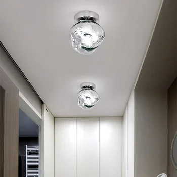 Тавана лампа от прозрачно стъкло в скандинавски стил за коридор, антре, вътрешно стълбище, спалня, модерна и креативна полилей, декорация на дома, лампа G9