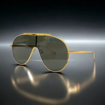 A020 Висококачествена Метална Маска на Пилота, Очила за Мъже, Модни Луксозни Маркови Дизайнерски Дамски Слънчеви Очила в стил Steampunk За Шофиране, Очила