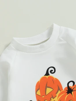 Сладко детска Унисекс костюм за Хелоуин с принтом прилеп-паяк и дълги ръкави - идеален за есенното облекло
