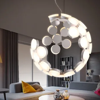 Окачен лампа на италианския дизайнер moon lamp бели и черни цветове, висящ, лампа за спални, трапезария, кухня, островен полилеи
