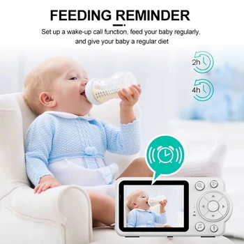 Следи бебето с 2,8-инчов LCD дисплей, камера за наблюдение, видео домофон, Колыбельные, откриване на крик, Температурен монитор за новородено