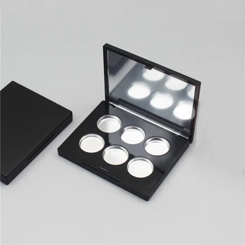 Празен 19 mm 6 мрежест черен калъф за сенки за очи с огледало с алуминиева стойка преносима кутия опаковка 20pcs