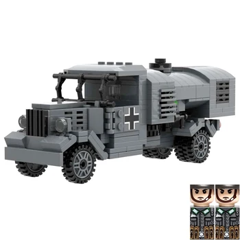 Топливозаправщик на Втората световна война, военни играчки, модел градивен, армейски военен камион, кола с 2 фигурки на войници, подарък за деца