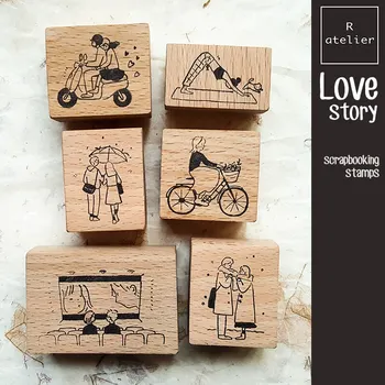 Печат за кавайного scrapbooking за момичета, които обичат живота, 6 видове декорации за дневник, сладки дървени печати