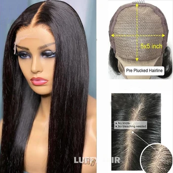 26-инчови директни перуки, изработени от човешка коса с детски коса, колоритен малайзия коси 180% плътност, бесклеевая коприна в основата, перуки със затварянето за жени
