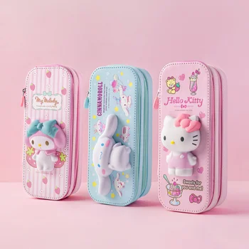 Молив случай Sanrio Hello Kitty, чанти за училищните моливи, калъф Melody, джоб за химикалки Kawaii Kuromi, канцеларски материали, органайзер Cinnamoroll