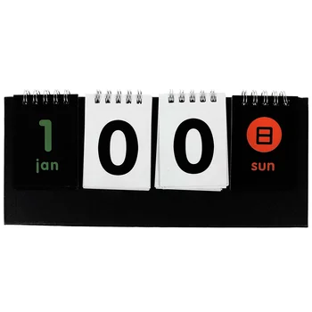 Черен, Модерен настолен календар Обратими дизайн на Календар за обратно броене Стил на сметките на борда Постоянен Календар Настолен многократна употреба Вечен
