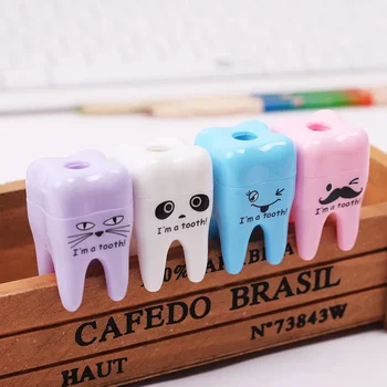 Канцеларски материали Острилка за моливи във формата на зъбите цвят карамел Ръчна Креативна мультяшная острилка за ученически пособия 1БР