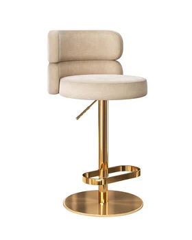 Лесен луксозен бар стол в скандинавски стил, модерен прост бар стол, висок бар стол, домашен хотелски стол с въртяща се облегалка на стола на рецепцията