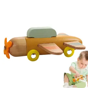 Дървен самолет Играчка Карикатура Творчески детски дървен самолет Планер Градивен елемент Играчка Развитие на Играчка модел