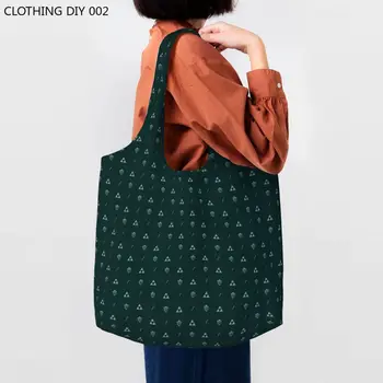 Множество тъмно зелена чанта за пазаруване с изображение на символа Zeldas, дамски холщовая чанта-тоут, моющаяся за игри, чанти за пазаруване в магазините за хранителни стоки.