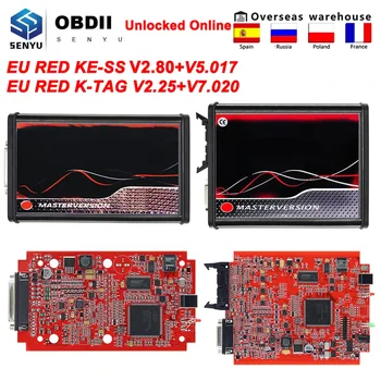 Онлайн EU Red KESS KTAG V5.017 2.80 Unlimited 2023 Master Chip Tuning Kit K tag V7.020 2.25 OBD OBD2 Авто Програмист ECU Инструмент