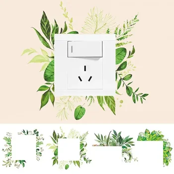 Стикер с изображение на зелени растения, стенен прекъсвач, стикер за декорация на дома от PVC