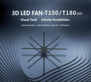 150 см, 180 см 3D Холограма Лампа Фен Рекламен Дисплей Проектор Холографски Плейър Светлина Реален 3D Дисплей Машина Holofan Комплект 400 W