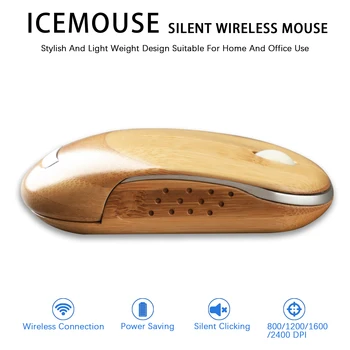 Дървена безжична мишка, регулируема оптична детска мишка с резолюция 1600 точки на инч, безжични игрови мишката за домашния офис за PC, лаптоп
