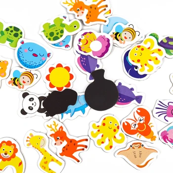 12ШТ цветни стикери-магнити за хладилник, креативни анимационни 3D стикери, играчки, стереоскопичен стикери върху дървена дъска с океанскими животни