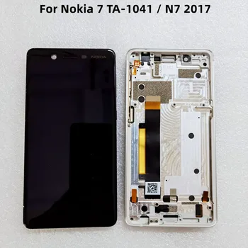 използван оригинален LCD дисплей за Nokia 7 TA-1041 LCD сензорен дисплей, дигитайзер, сглобени с подмяна на рамка за Nokia N7 2017 LCD