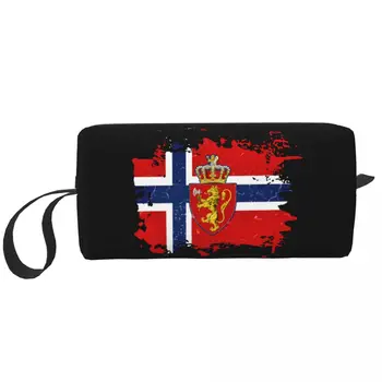 Обичай герб Норвегия, пътна косметичка, норвежки флаг, горд органайзер за козметика, госпожа, определени за съхранение на козметиката