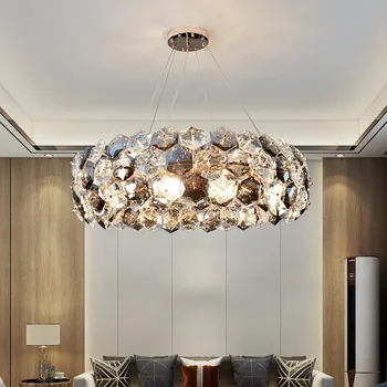 Постмодернистская кристален полилей от ковано желязо се Използва в светлина трапезария, креативни хол, спалня, гланцирана подвесного лампа