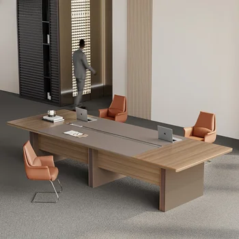 Комбинация от голям конферентна маса и столове, изчистен модерен маса за конферентна зала, офис маса, дълга маса, бизнес