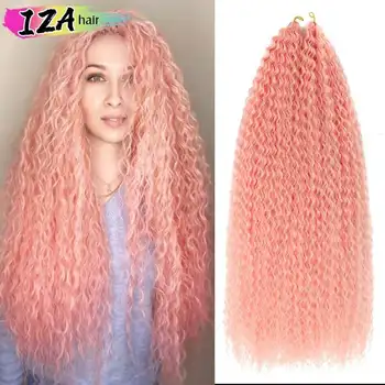 IZA Синтетични косми с swirls, Водна вълна, Усукване, плетене на една кука, светли, Розови 30-инчови синтетични коси, Къдрава, Волнообразное Ширити, Удължаване на коса