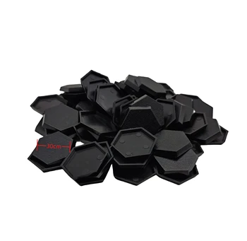 Лот от 60 парчета от 30-мм шестоъгълни причина, черни пластмасови шестоъгълник основания за Battletech