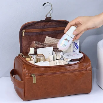 Мъжки Реколта Луксозна чанта за тоалетни принадлежности, Необходими за пътуване, Бизнес Козметични кутии за грим, Мъжки Висящ Органайзер за съхранение, Чанта за пране