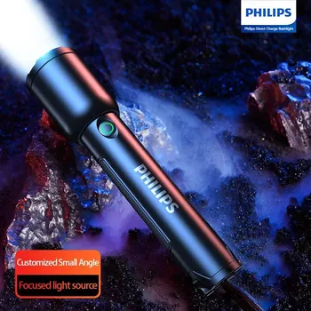 Нов преносим фенер Philips 2024 Акумулаторна батерия, 4 режима, Многофункционални преносими ярки фенери за самозащита в къмпинг
