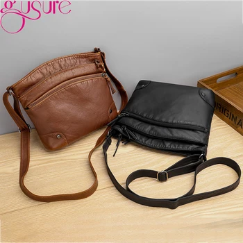 Gusure, однотонная чанта през рамо от изкуствена кожа, дамски малки чанти, реколта прости чанта през рамо от изкуствена кожа