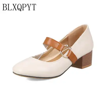 BLXQPYT/ Нова разпродажба, Големи размери 32-48, Дамски обувки на висока платформа, Пролет-есен, модни дамски обувки-лодка с квадратни пръсти, за почивка, 6-12
