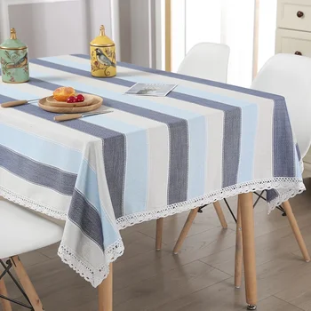 Памучен и бельо малка прясна домашна квадратна покривка за масата за хранене, бельо покривка за чай на масата