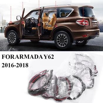 Комплект гарнитури за уплътняване на врати на автомобила Гумено уплътнение Звукоизолация оборудване запечатване на уплътнението за Nissan Patrol Y62 A-Rmada 2016 2017 2018