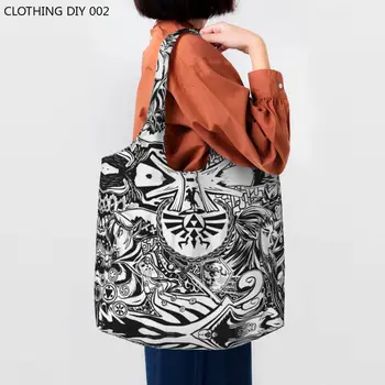 Модерна чанта за пазаруване Zeldas, която свири в преработка холщовые чанти за пазаруване през рамо, чанта за снимки