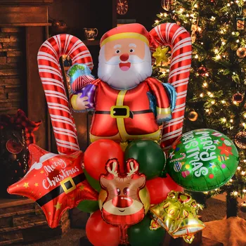 20pcs Набор от балони Дядо Коледа, Близалка, Камбанка, Лосове, балони от алуминиево фолио, Сватба, Коледа, Украса за дома, Коледна парти